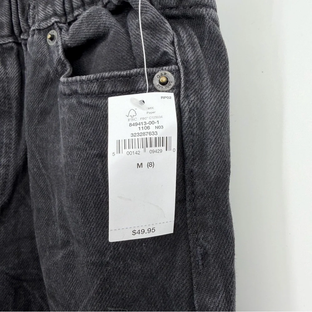 NWT Gap girls baggy barrel‎ jeans size sz M 8 black wash